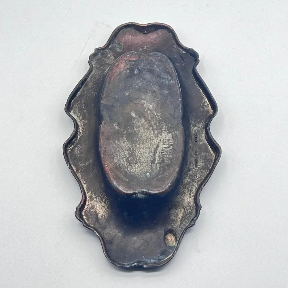 Vintage‎ Vanity Tray Trinket Dish Metal Ornate Art Nouveau Made in Japan